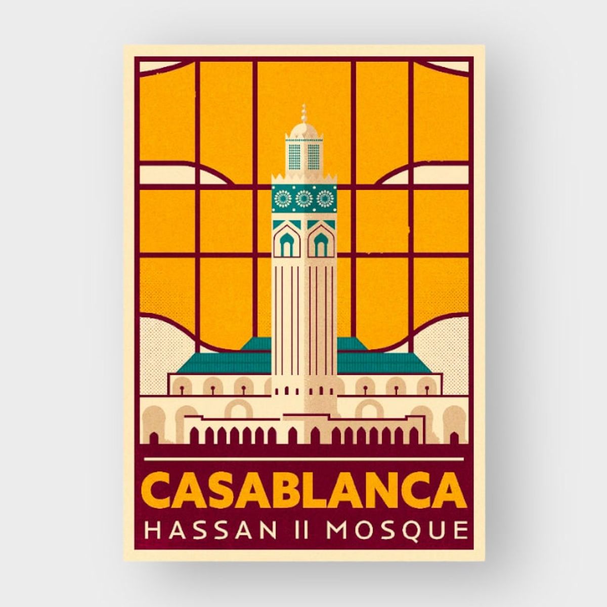 Marokkansk plakat HASSAN II MOSQUE - 50x70