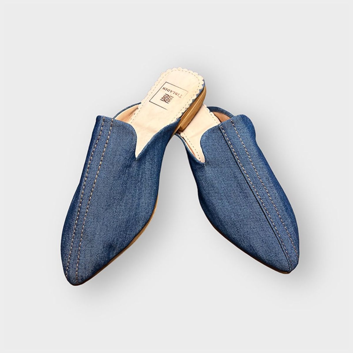 Slippers dame med fast sål - jeans - 41