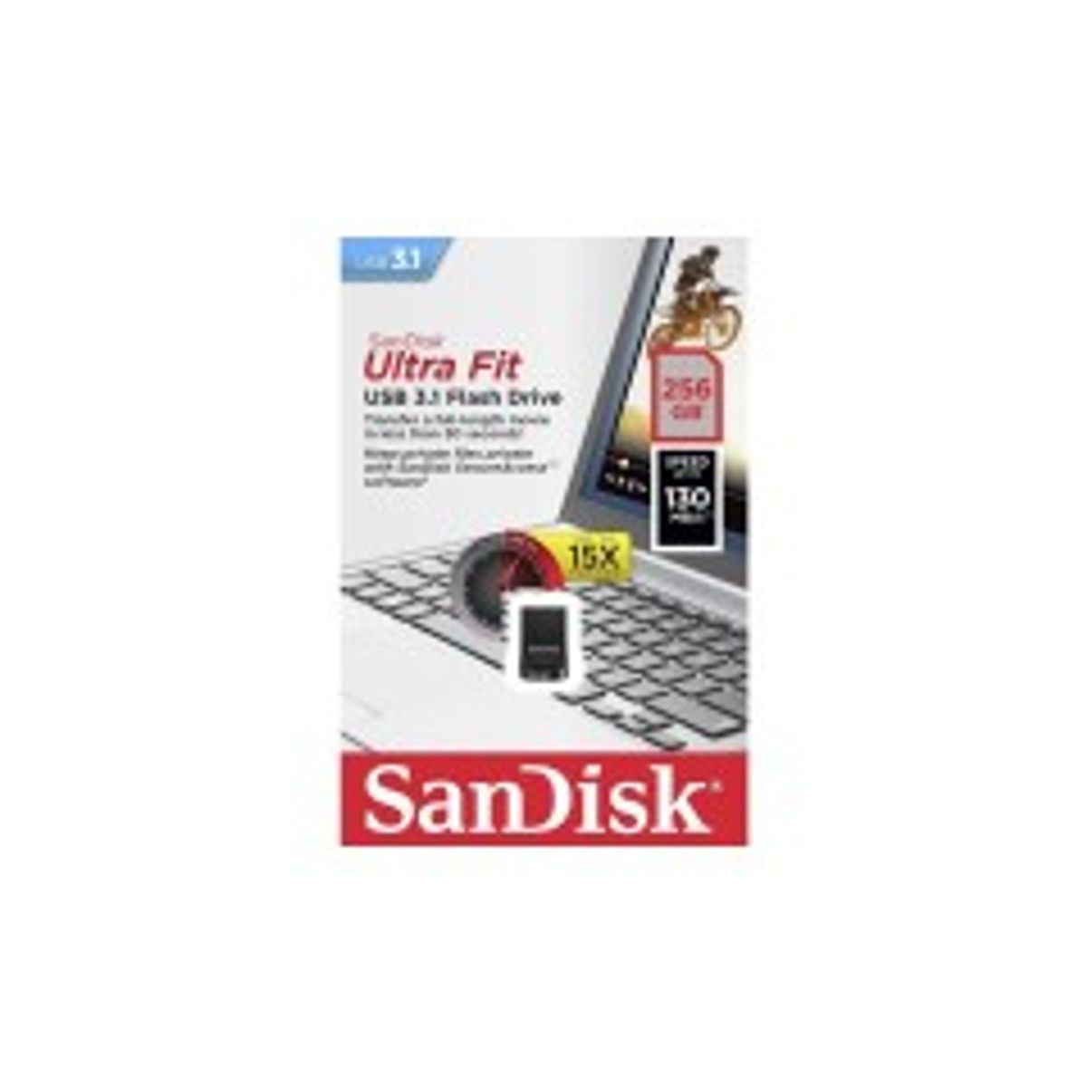 SanDisk Ultra Fit 256GB USB 3.1 Sort