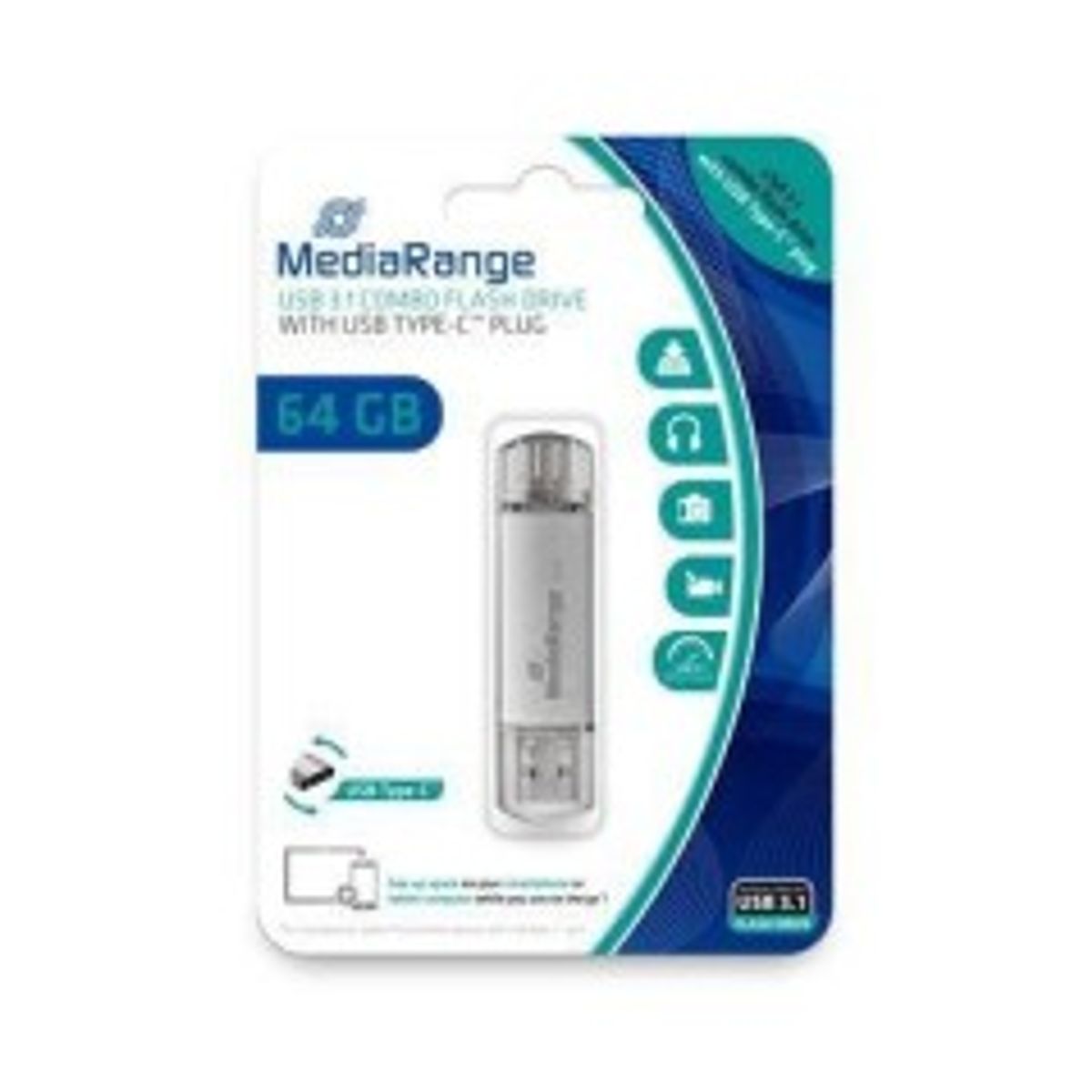 MediaRange USB-Stick 64 GB USB 3.1 combo