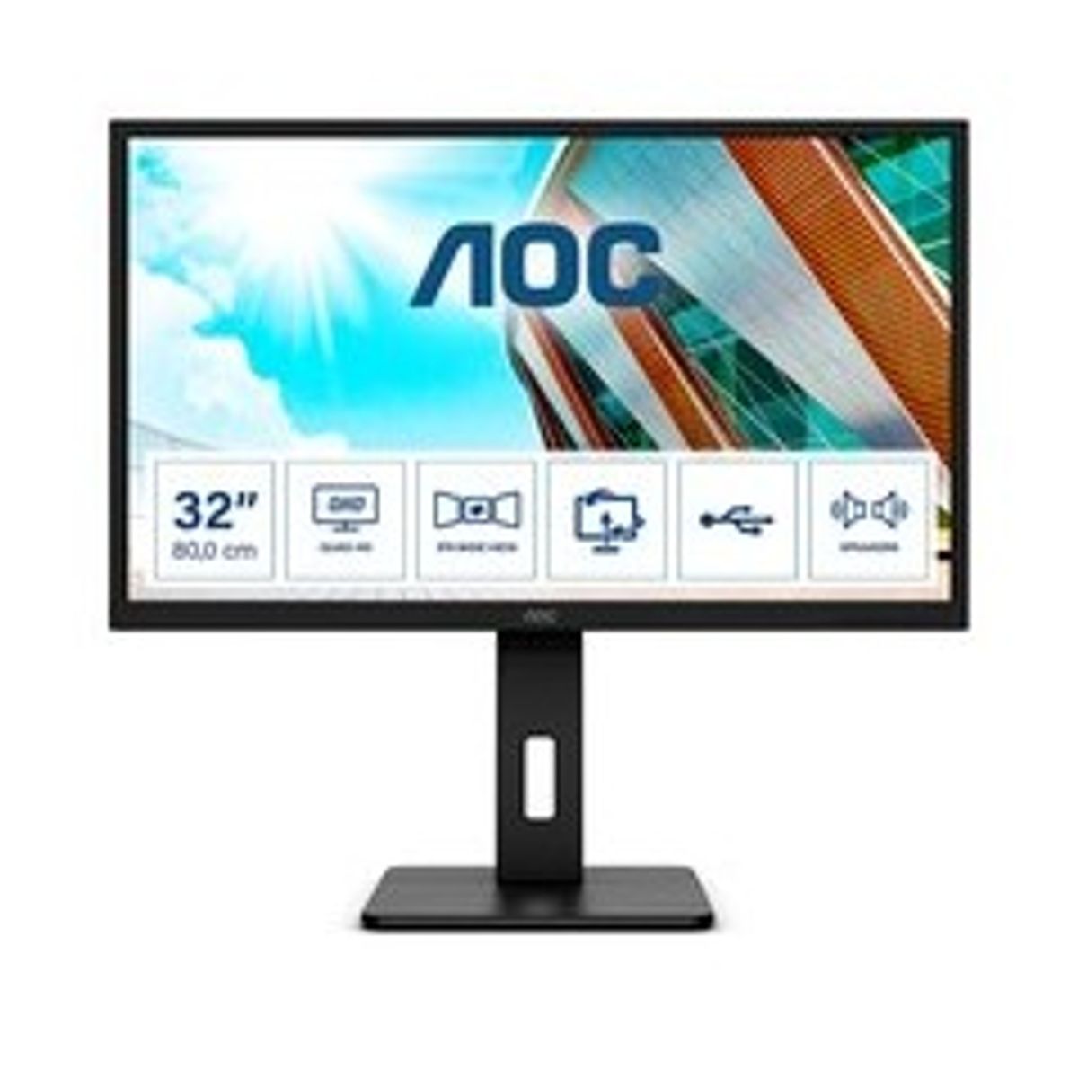 AOC Q32P2 31.5 2560 x 1440 (2K) HDMI DisplayPort 75Hz Pivot Skærm