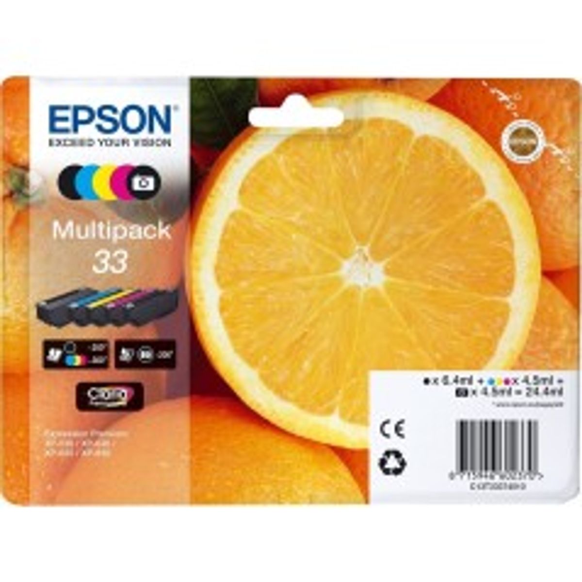 Epson 33 Multipack Sort Gul Cyan Magenta Foto-sort Blæk C13T33374011