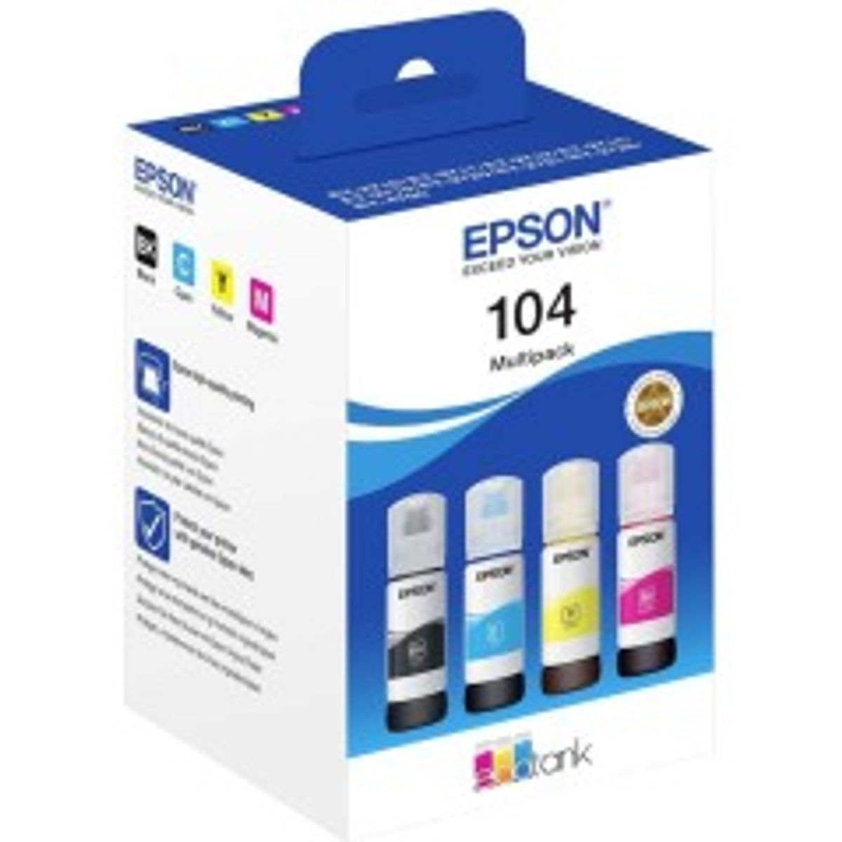 Epson EcoTank 104 Sort Gul Cyan Magenta Blækrefill C13T00P640