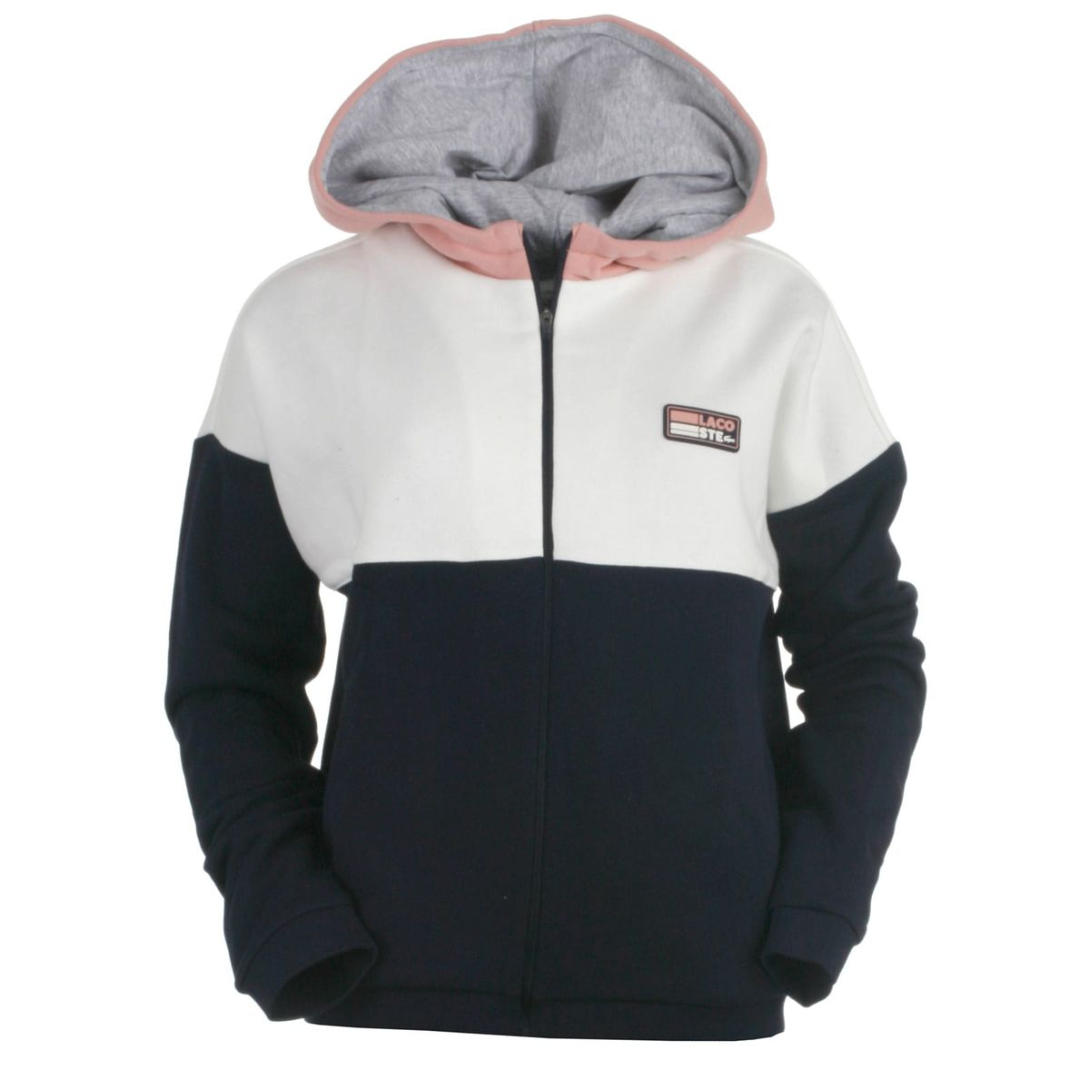 Lacoste zip hood sweat, navy - 164 - 14år