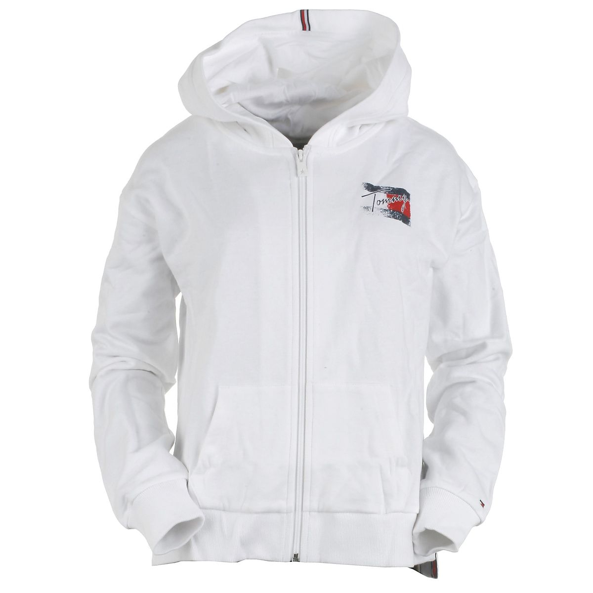 Tommy Hilfiger zip hood sweat, Flag, white - 164 - 14år