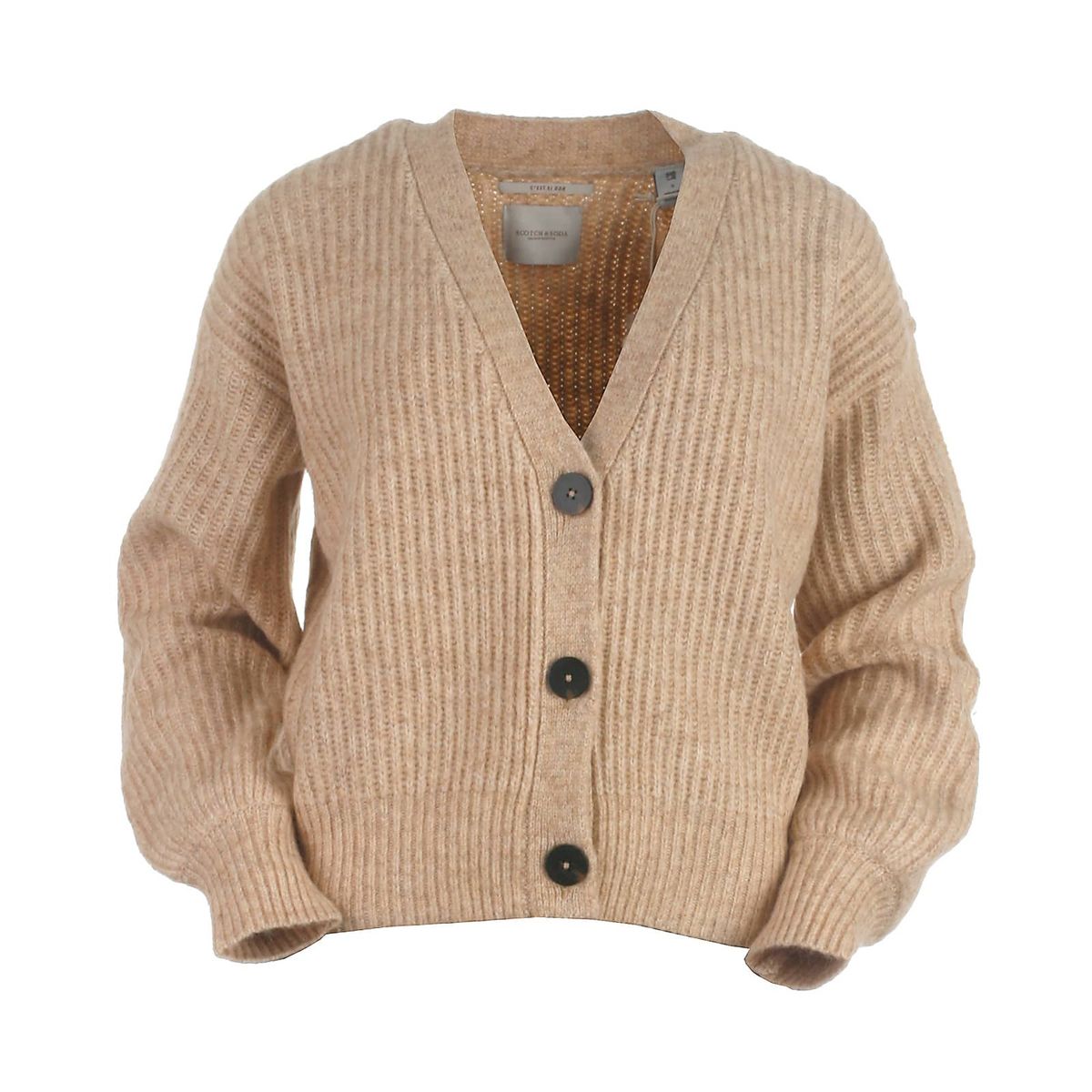 Scotch & Soda uld strik cardigan, Fuzzy, sand - 164 - XS+ - 34