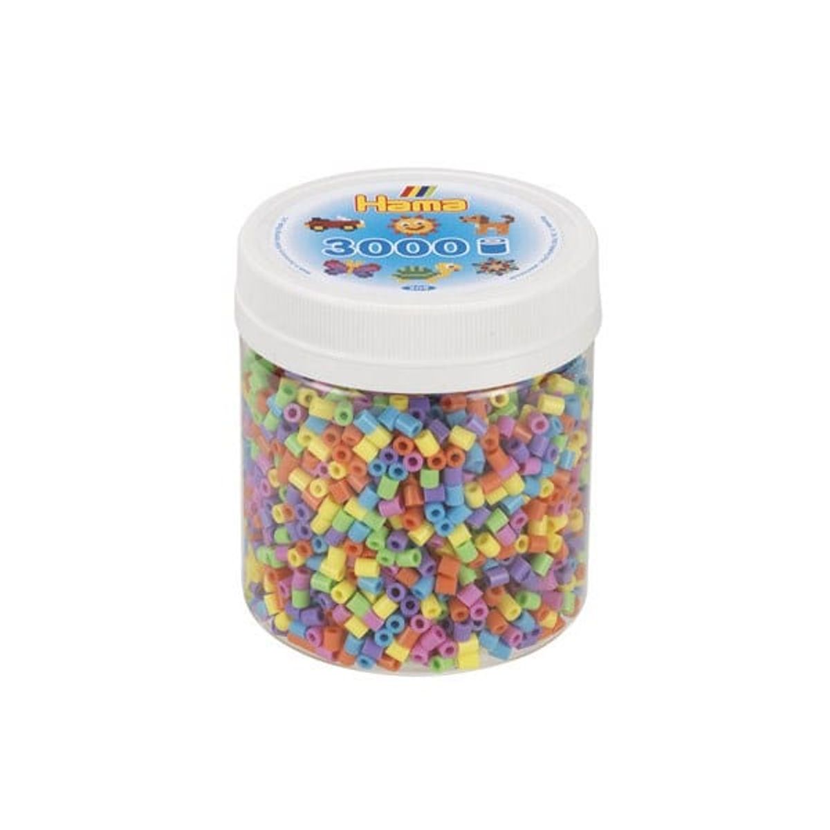 Hama perler - Bæger med 3000 stk - pastel mix farver - Midi