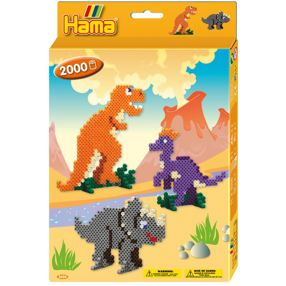 Hama Midi Perlesæt / Ophængsæske - Dino-world 2.000 perler