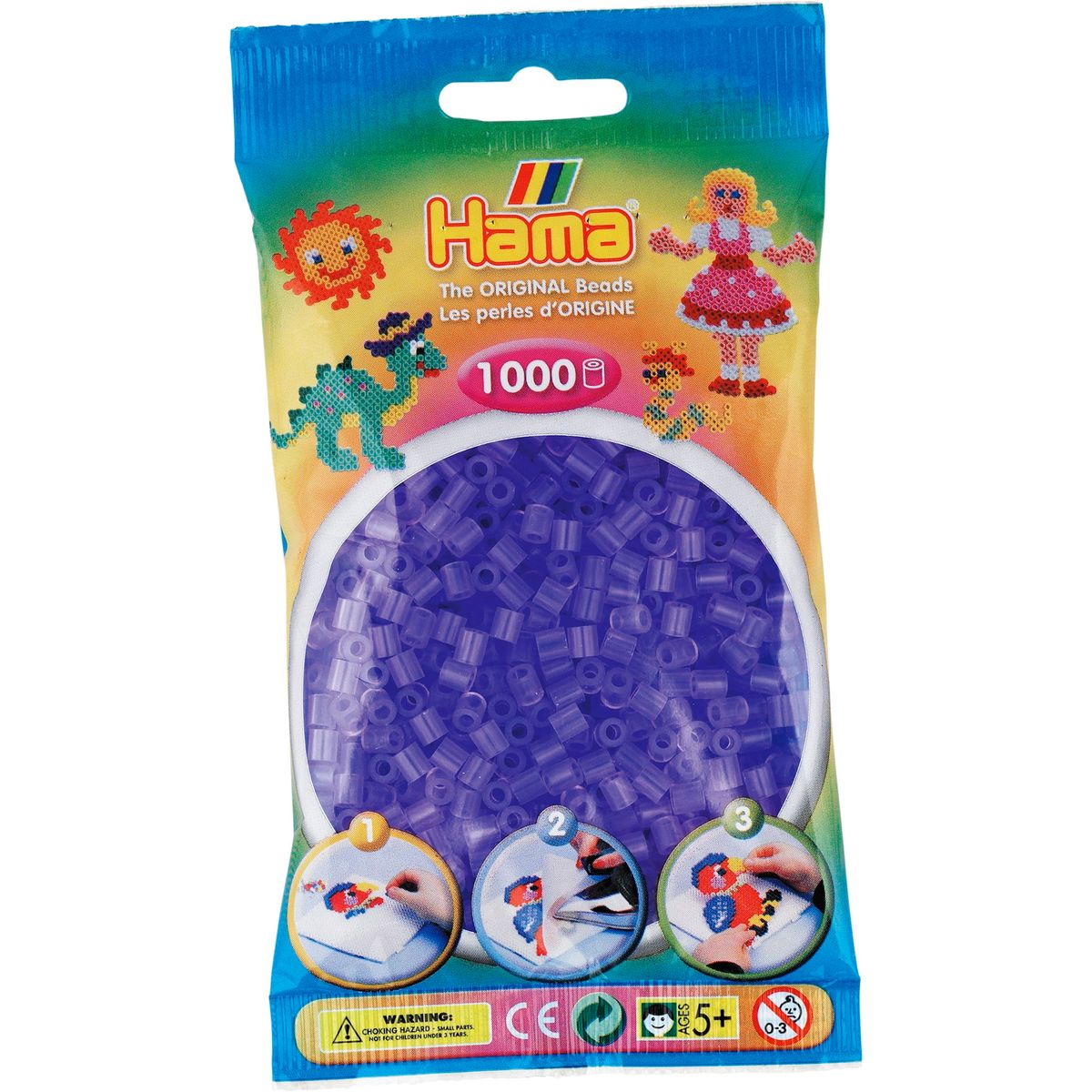 Hama Perler - 1000 stk Transparent Lilla- Midi (207-74)