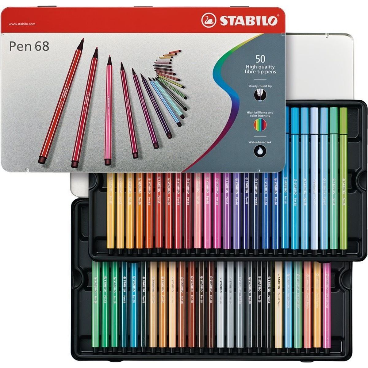 Stabilo Pen 68 arty Metal box 50 stk.