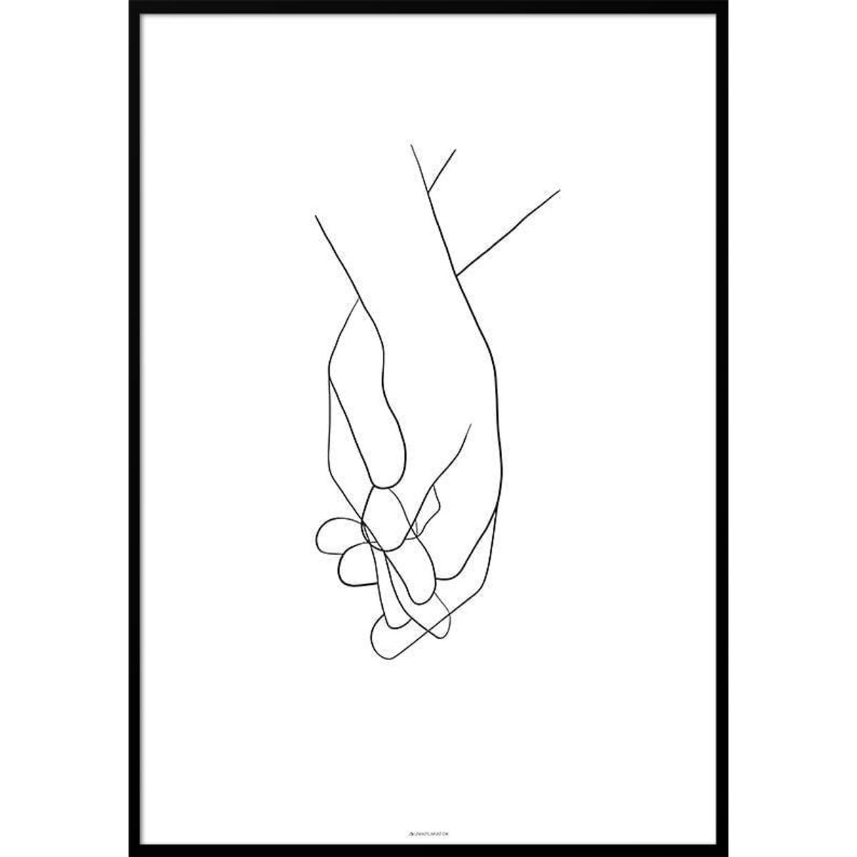 One line drawing - Holding hands plakat