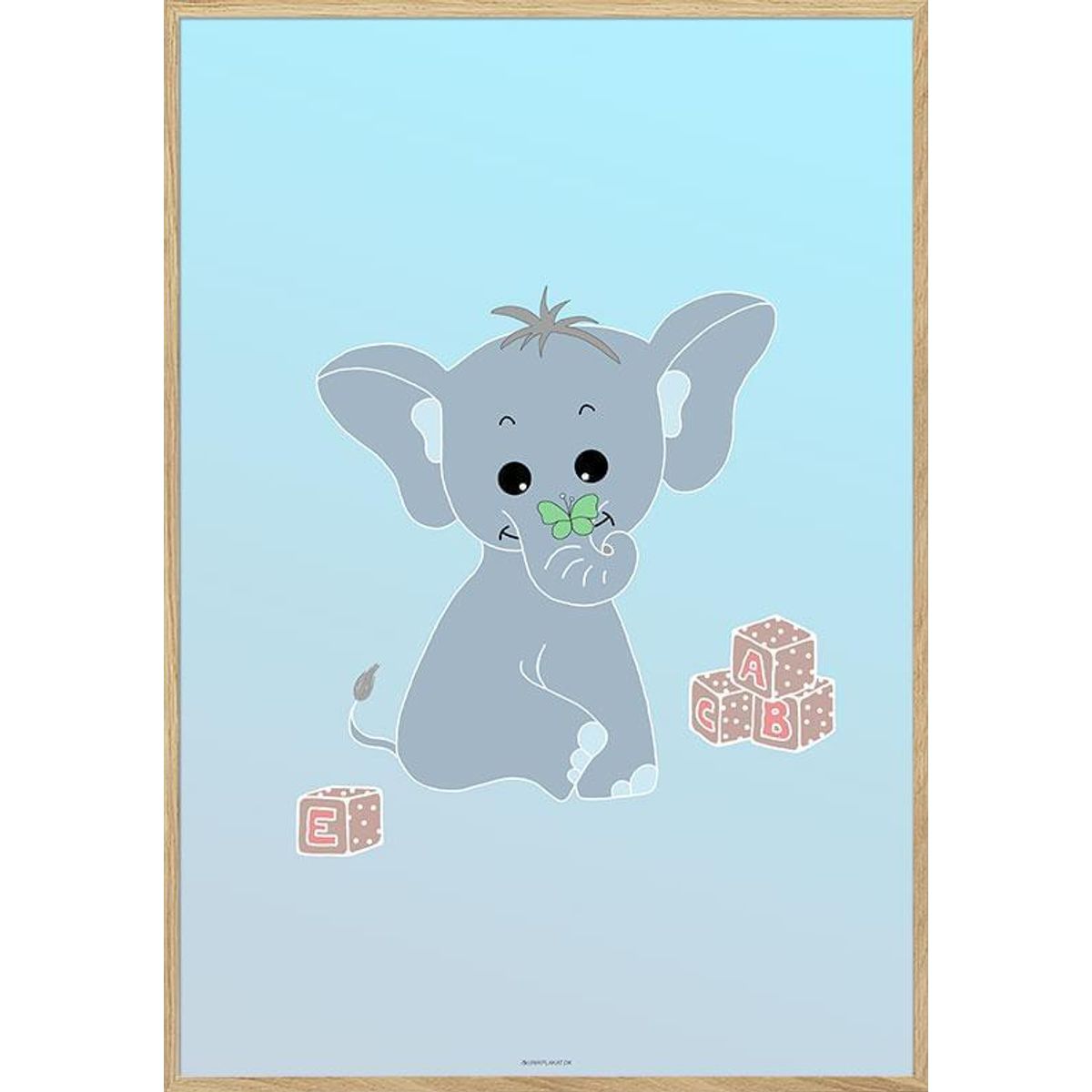 Plakat med elefant og legeklodser