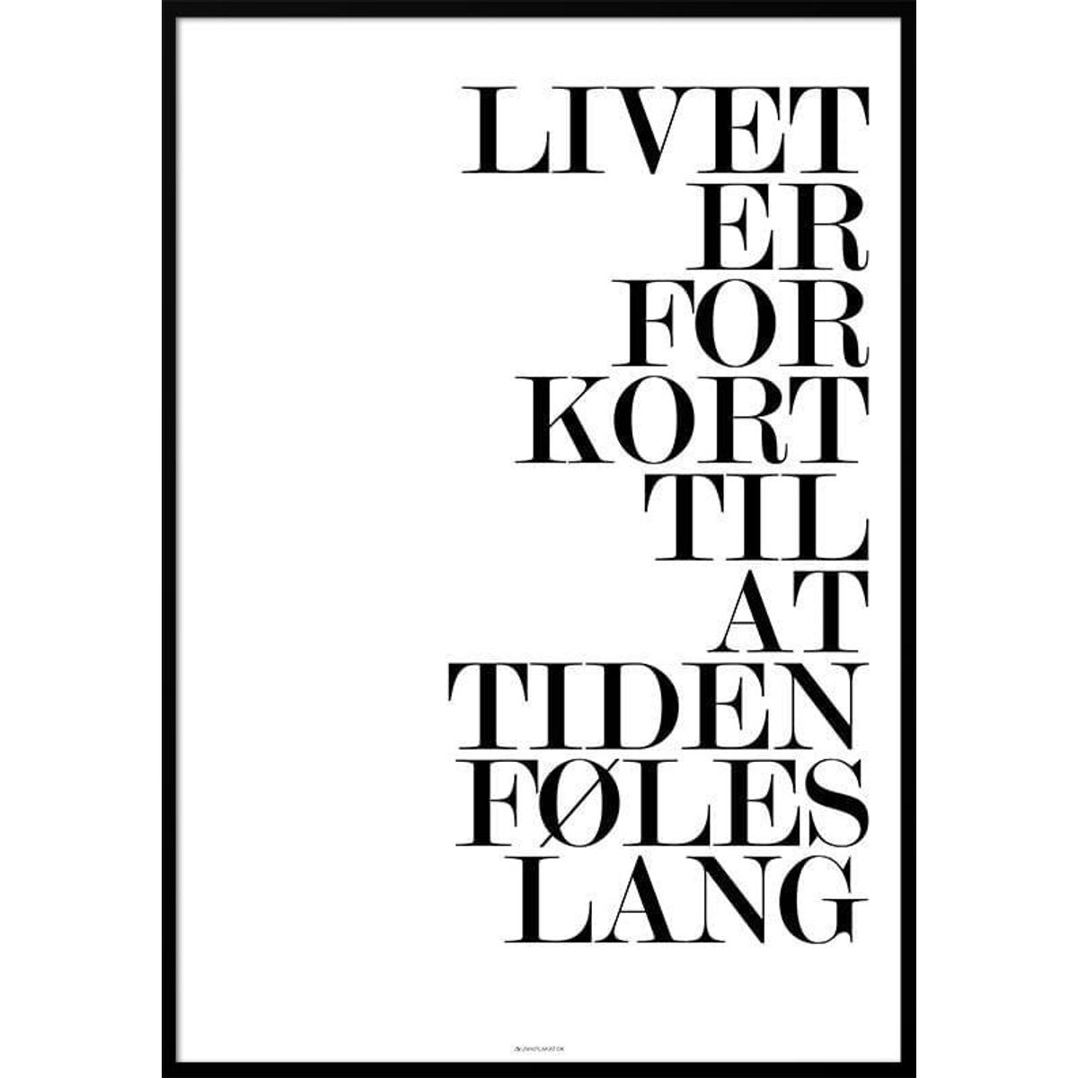 Typografiplakat med tekst om livet og tiden