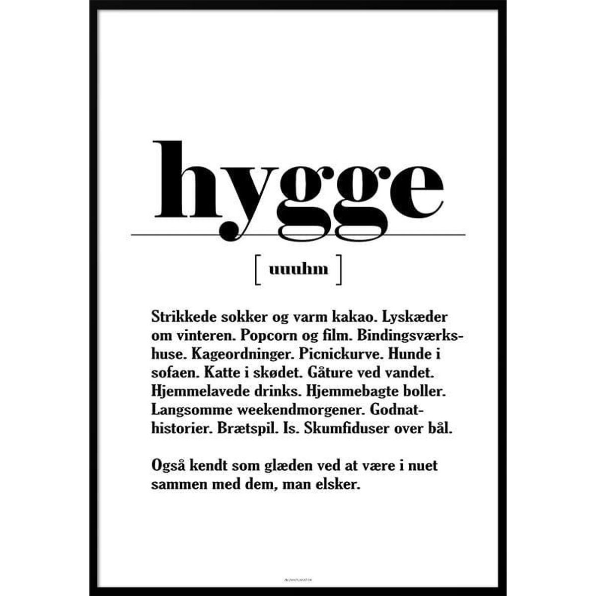 Definitionsplakat med sjov definition af hygge