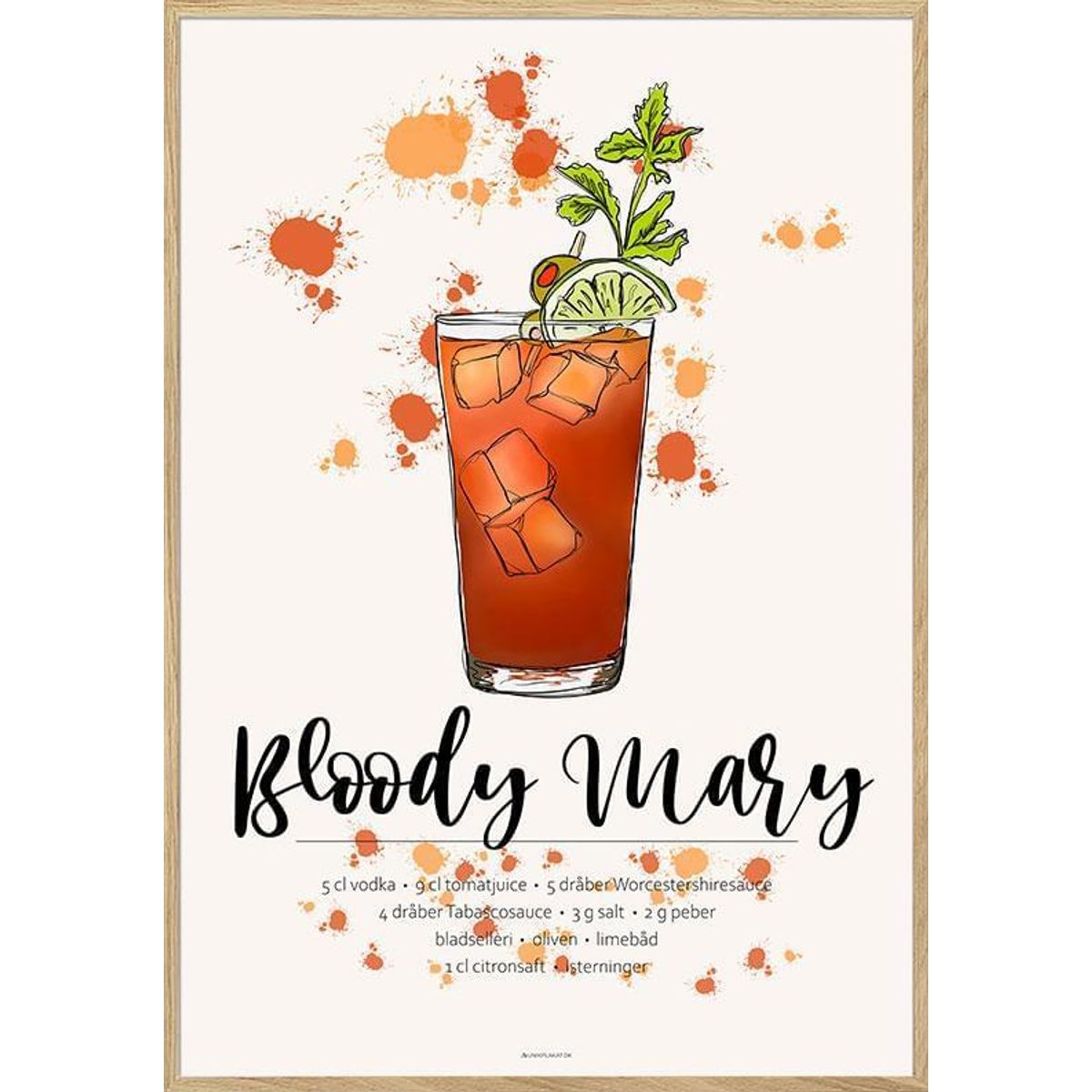 Bloody Mary opskrift plakat