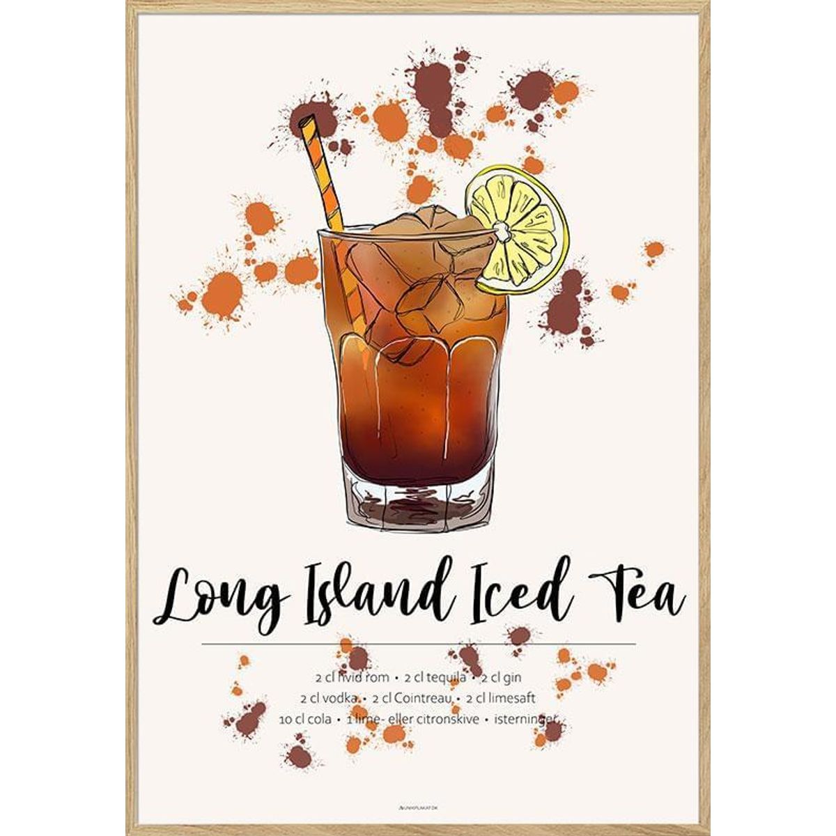 Long Island Iced Tea opskrift plakat