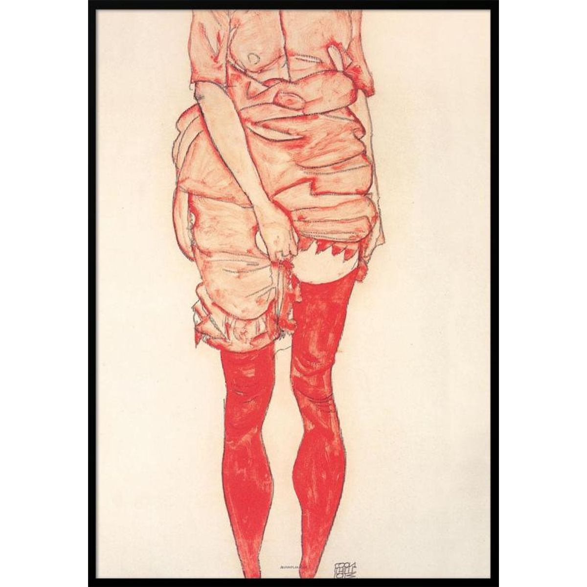 Egon Schiele - Stehende Frau in Rot