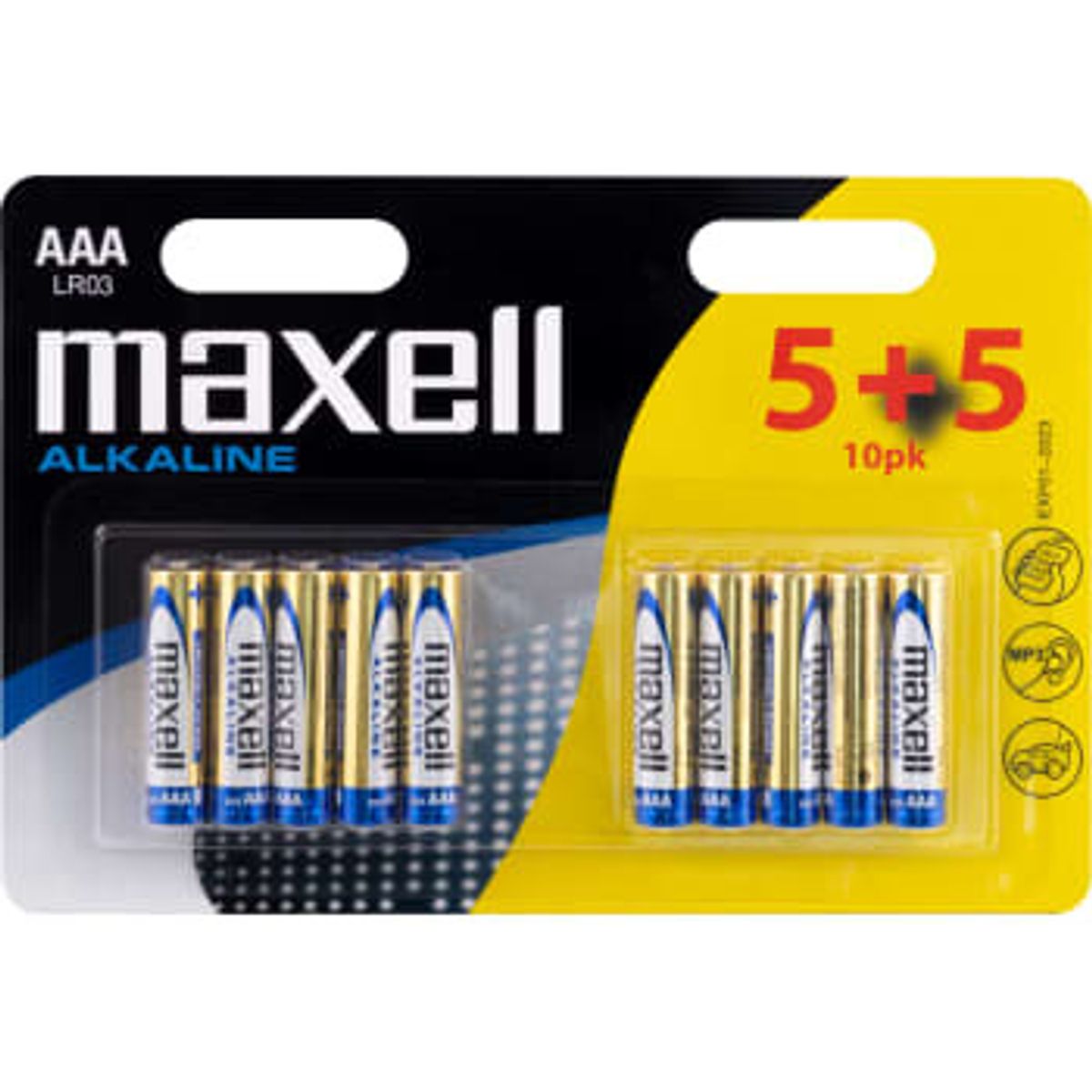 Maxell alkaline AAA/LR03 batteri, 10 stk.