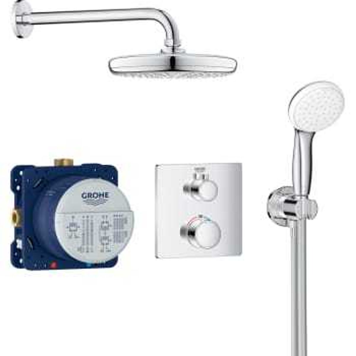 GROHE Grohtherm sampak indbyg 210 mm bruser + Tempesta håndbrus