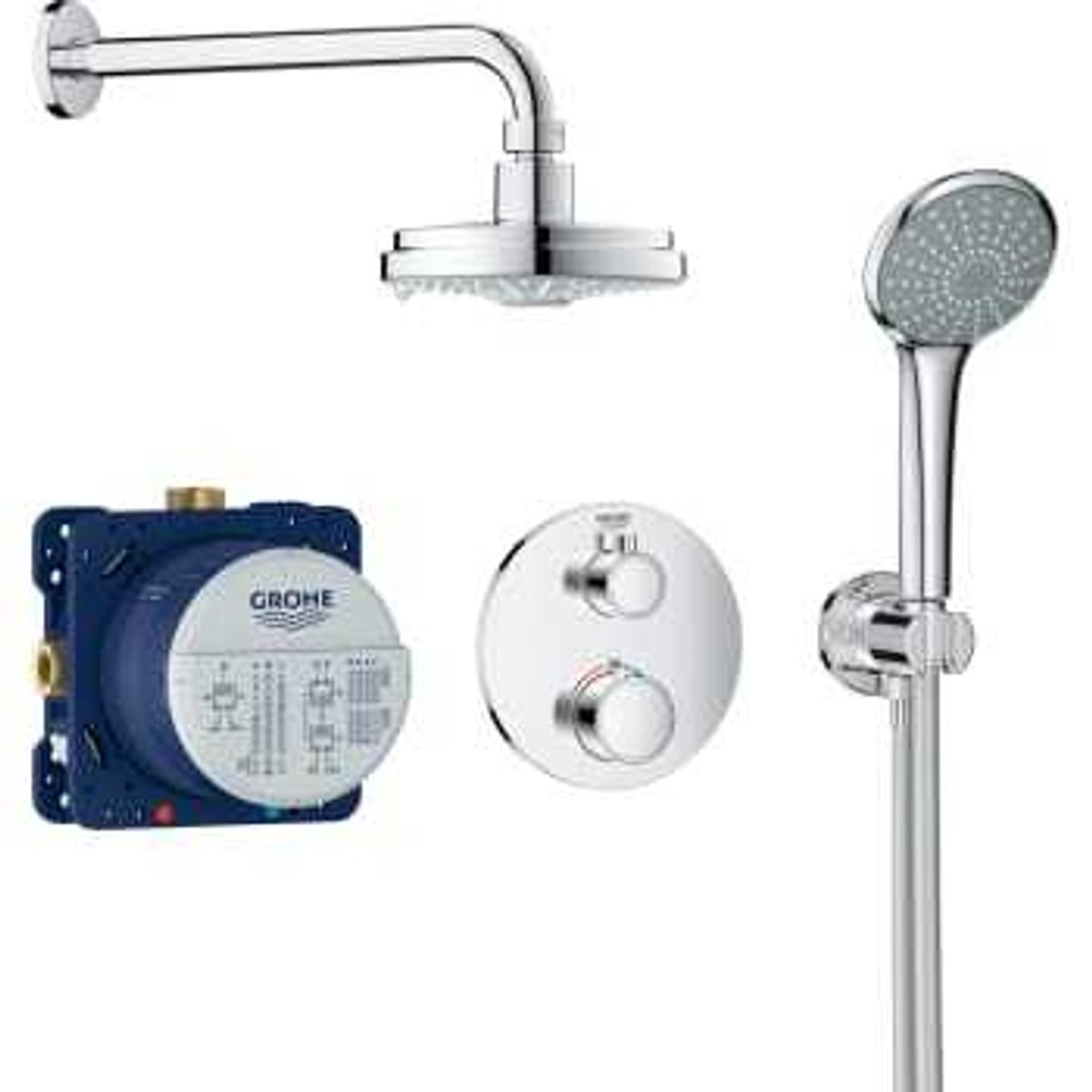 GROHE Grohtherm sampak indbyg 180 mm bruser rund + håndbrus