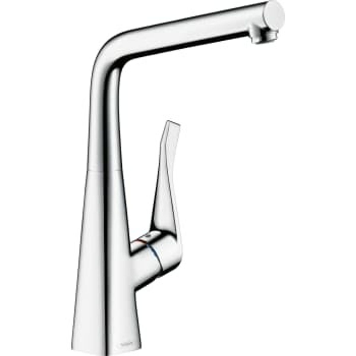 Hansgrohe Metris køkken med svingtud steel-optik