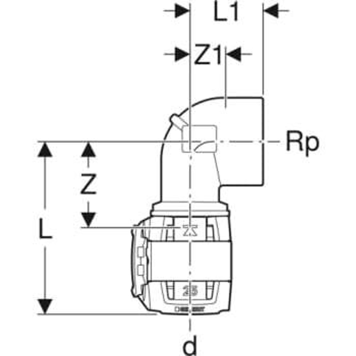 Geb b&oslash;jning 90 ° 50mmx1 1/2 mf (2 stk)