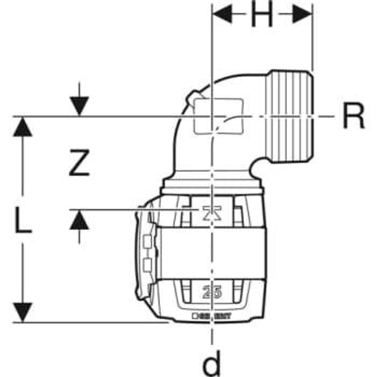 Geb b&oslash;jning 90 ° 63mmx2 np blyf