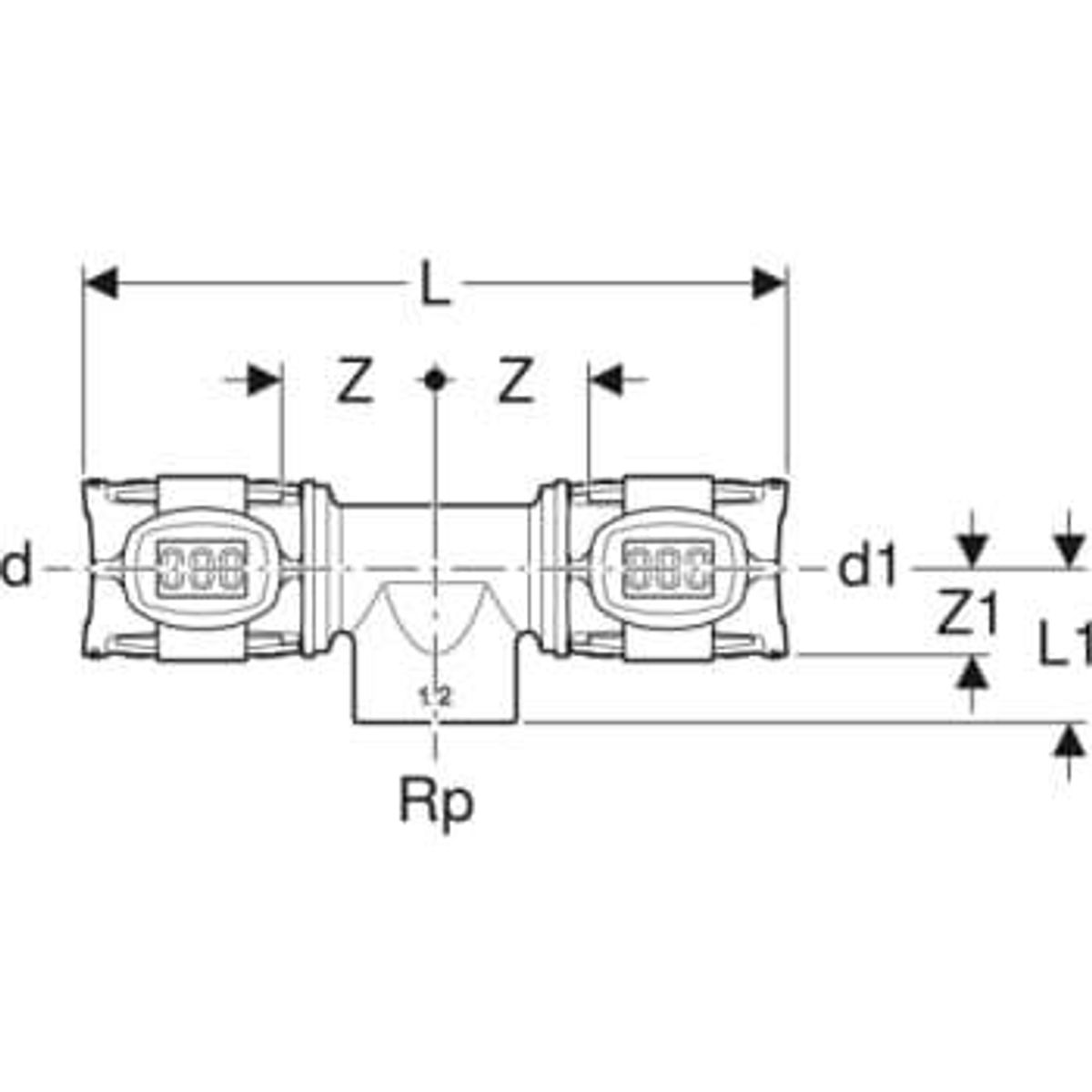 Geb tee 40mmx1 1/4x40mm m/indv (5 stk)