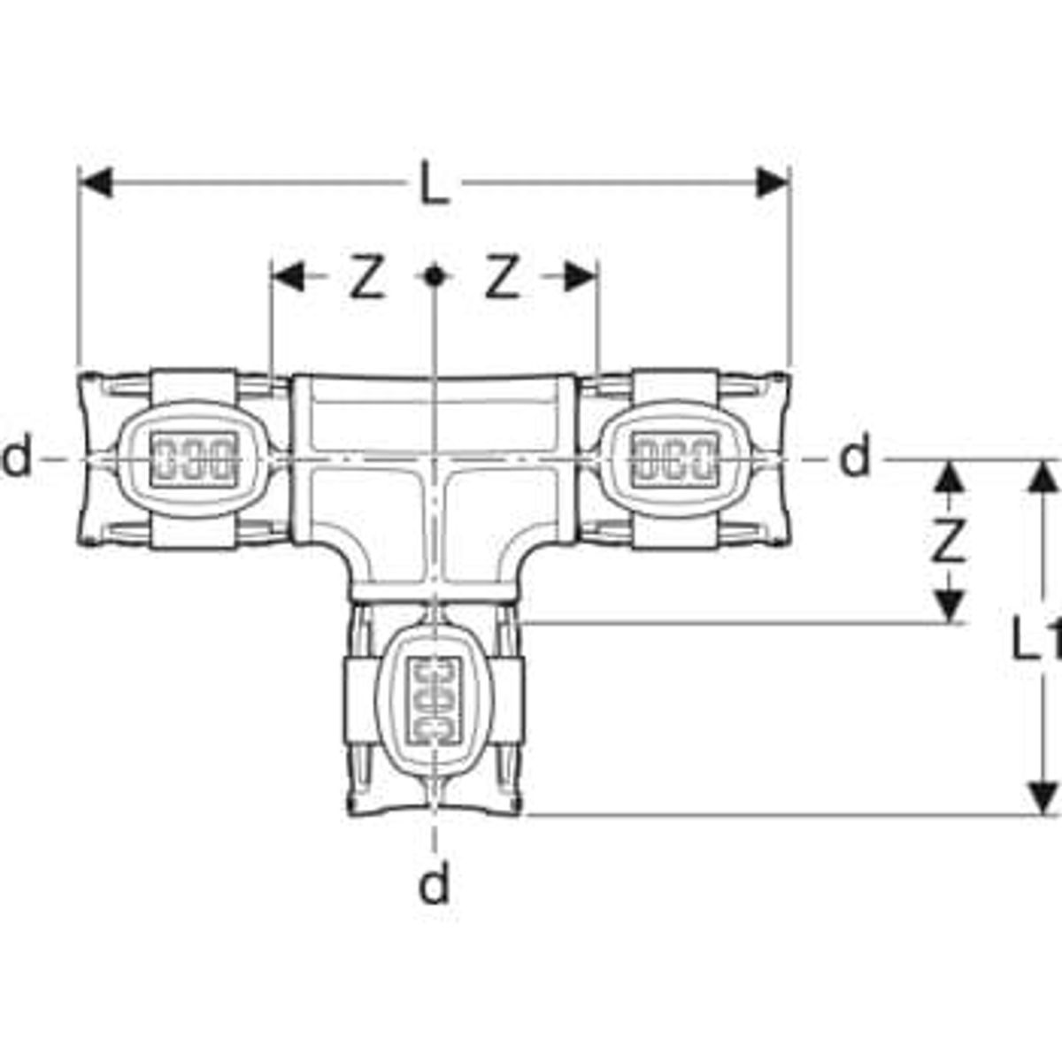 T-stykke FlowFit lige PPSU ø16mm