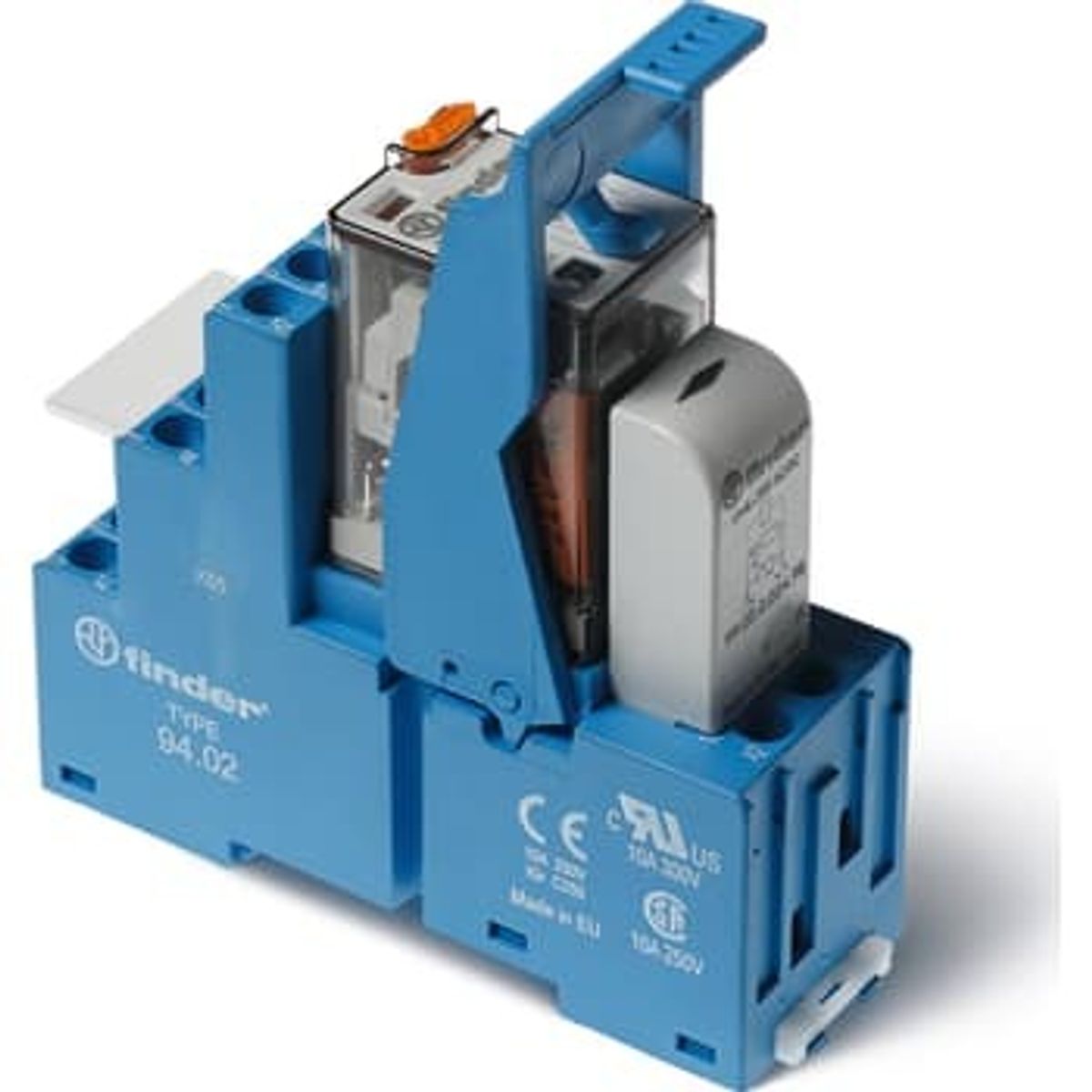 Interfacerelæ m/sokkel+bøjle S58.32, 4P, 7A, 230V AC, med LED (10 stk)