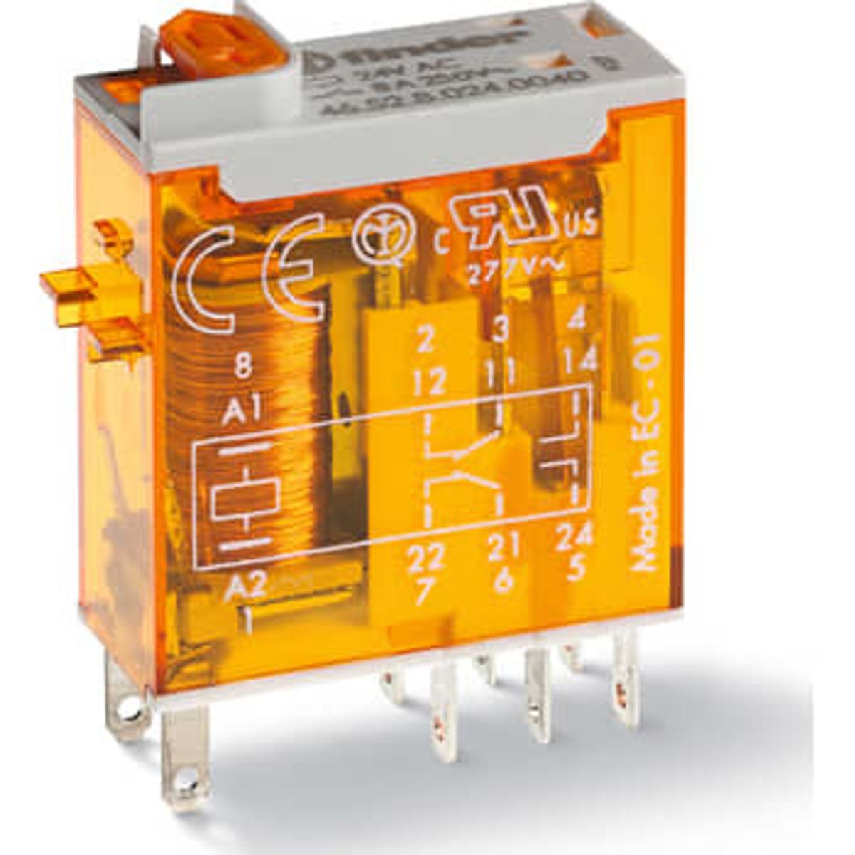 Stikbensrelæ Industri S46.52, 2P, 8A, 24V AC, med LED