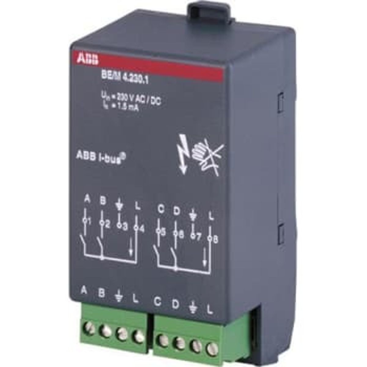 ABB KNX Snap-On Binære Indgangsmoduler 4-Kanal 230V AC/DC