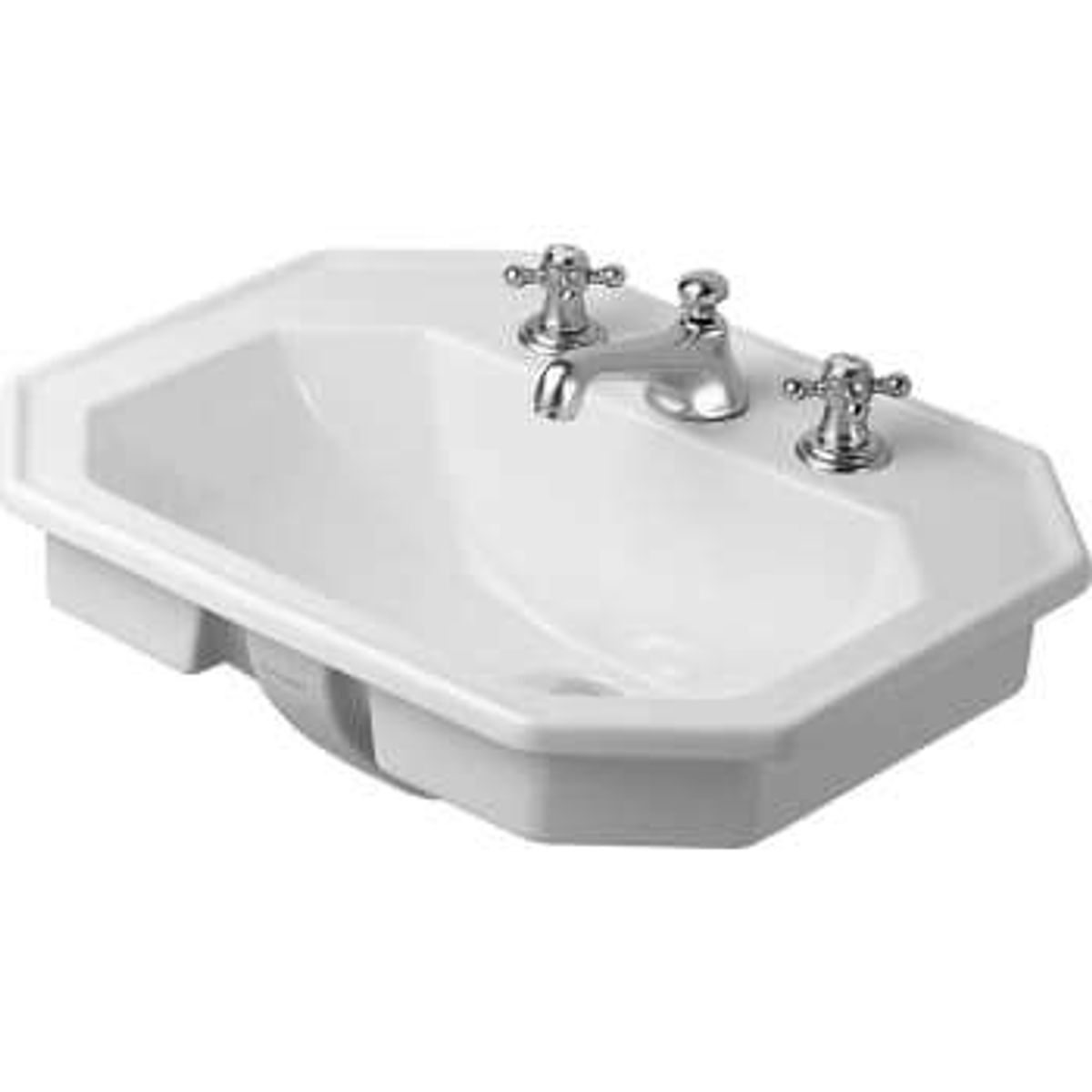 Duravit 1930 serien vask nedfældning 58 cm med hanehul og wondergliss