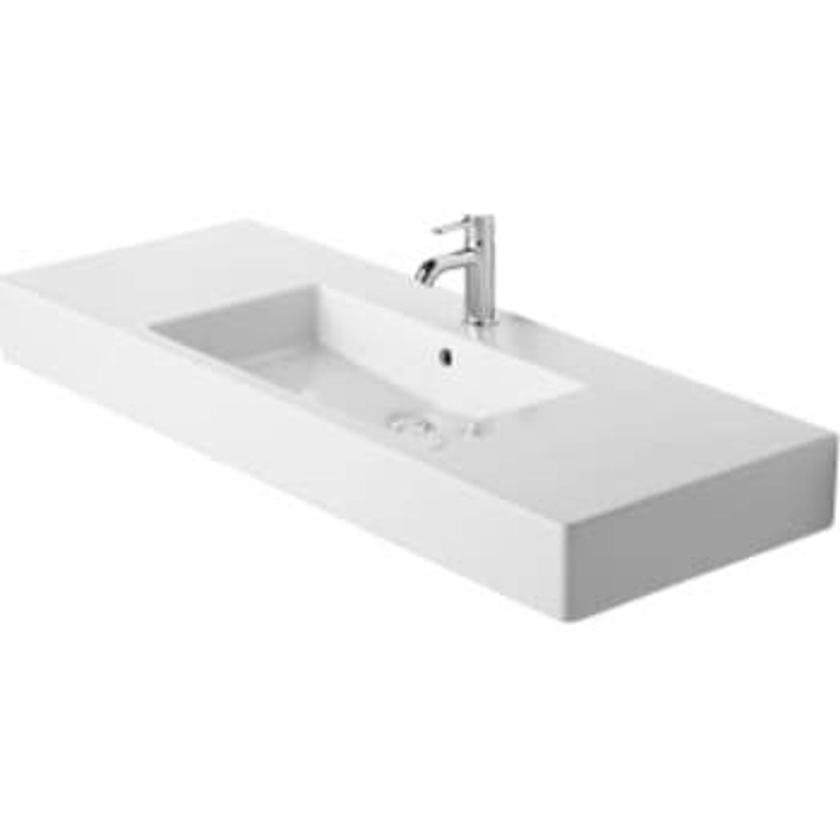 Duravit Vero vask 125 cm med hanehul og overløb, wondergliss