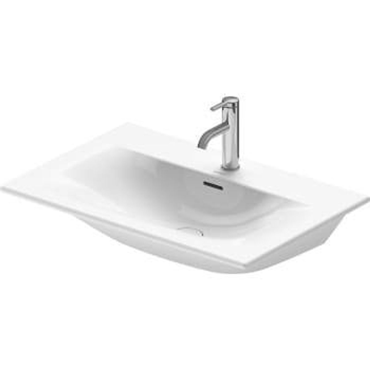 Duravit Viu vask 73x49cm med hanehul og hvid push-open bundventil