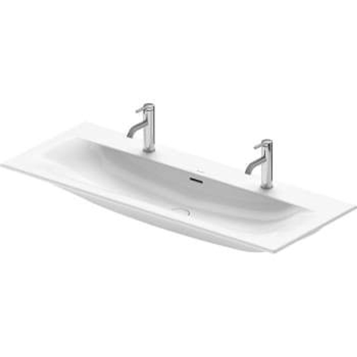 Duravit Viu vask 123x49cm med 2 hanehuller og hvid push-open bundventil