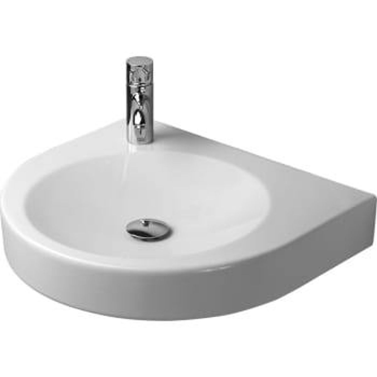 Duravit Architec vask 58 cm h71 u/overløb med forlokket hanehul venstre