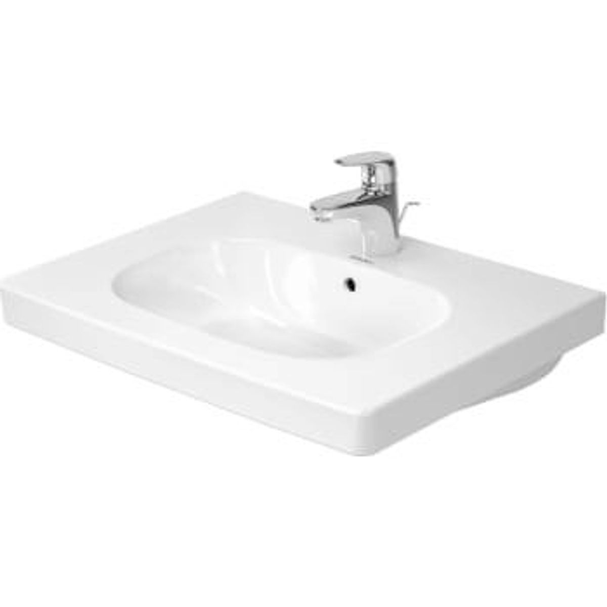 Duravit D-code vask 65 cm med hanehul og overløb