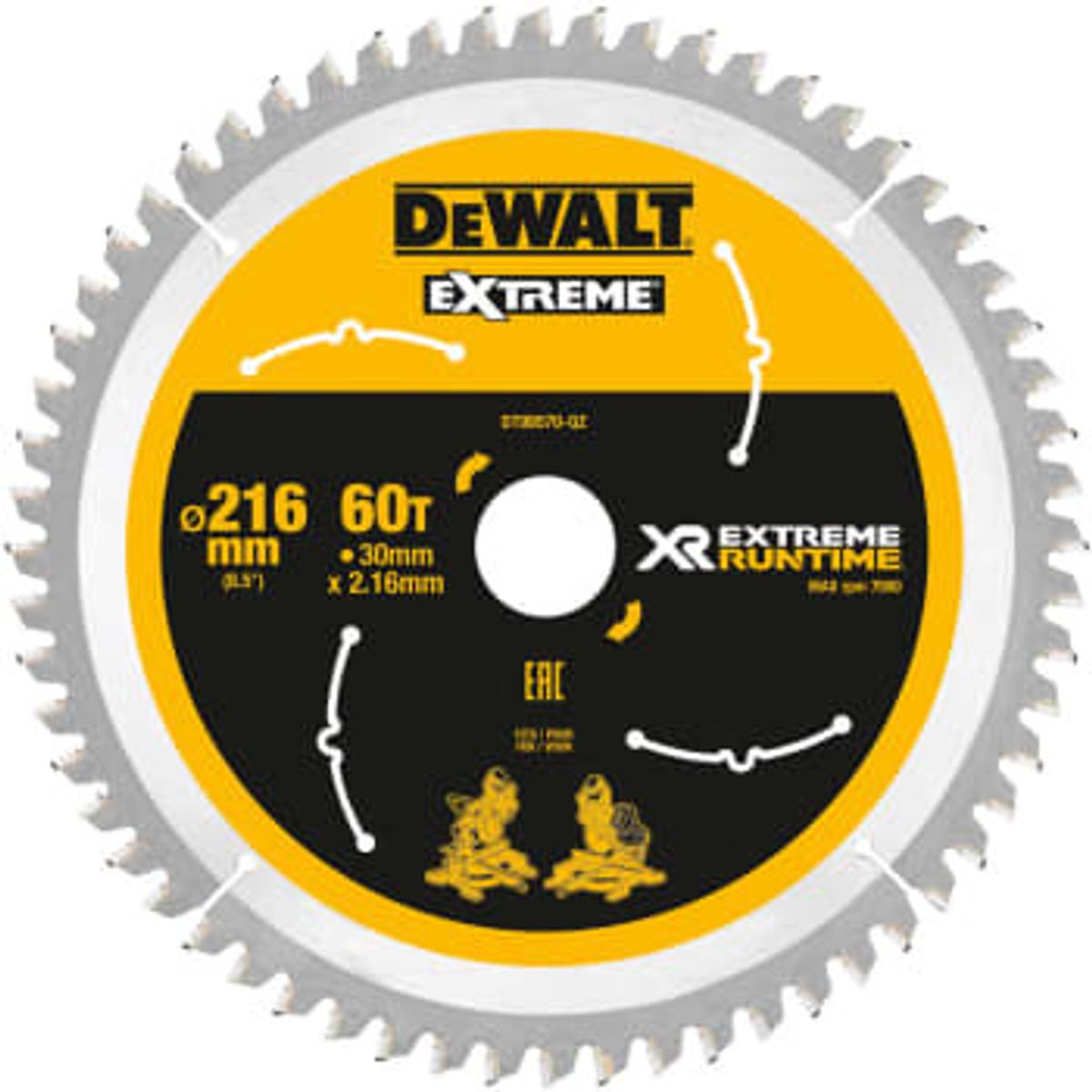 DEWALT rundsavsklinger til akkusave, Ø216/30 mm, 60 td.