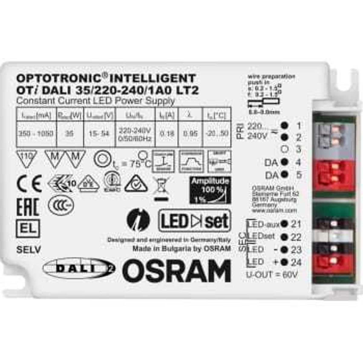 Ledvance LED Driver Optotronic Intelligent Dali OTi 35W 220-240V/1AO, LT2