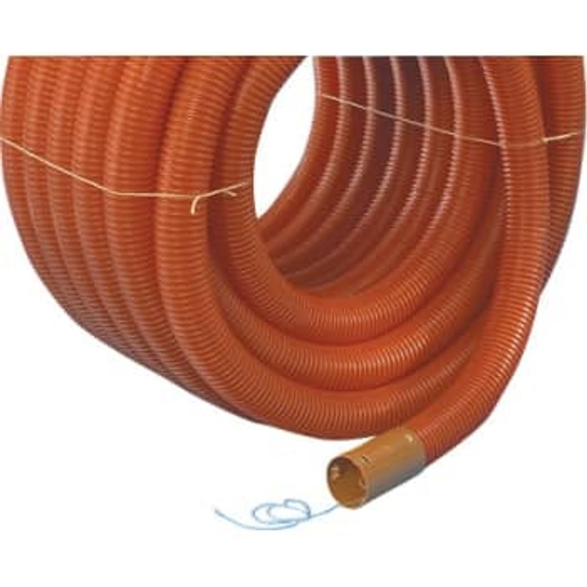 Wavin 92/80 mm PVC-kabelrør med muffe, korrugeret, 50 m, rød (50 mtr)