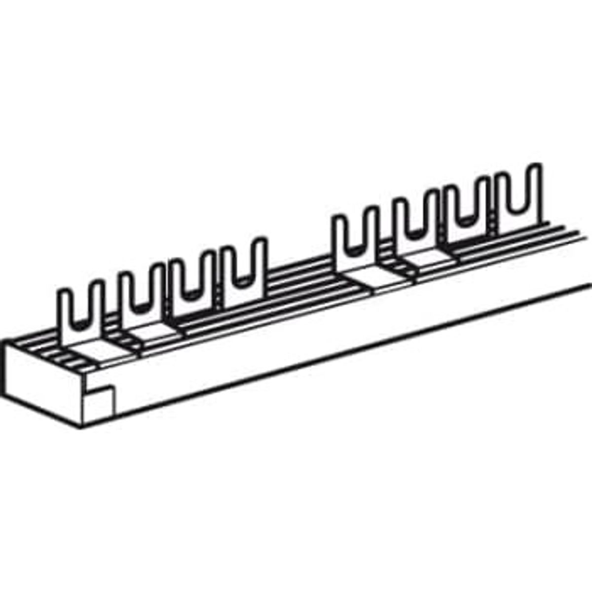 Legrand Gaffelsløjfeskinne 4P, 1 række, 12 (3) gafler L1, L2, L3, N