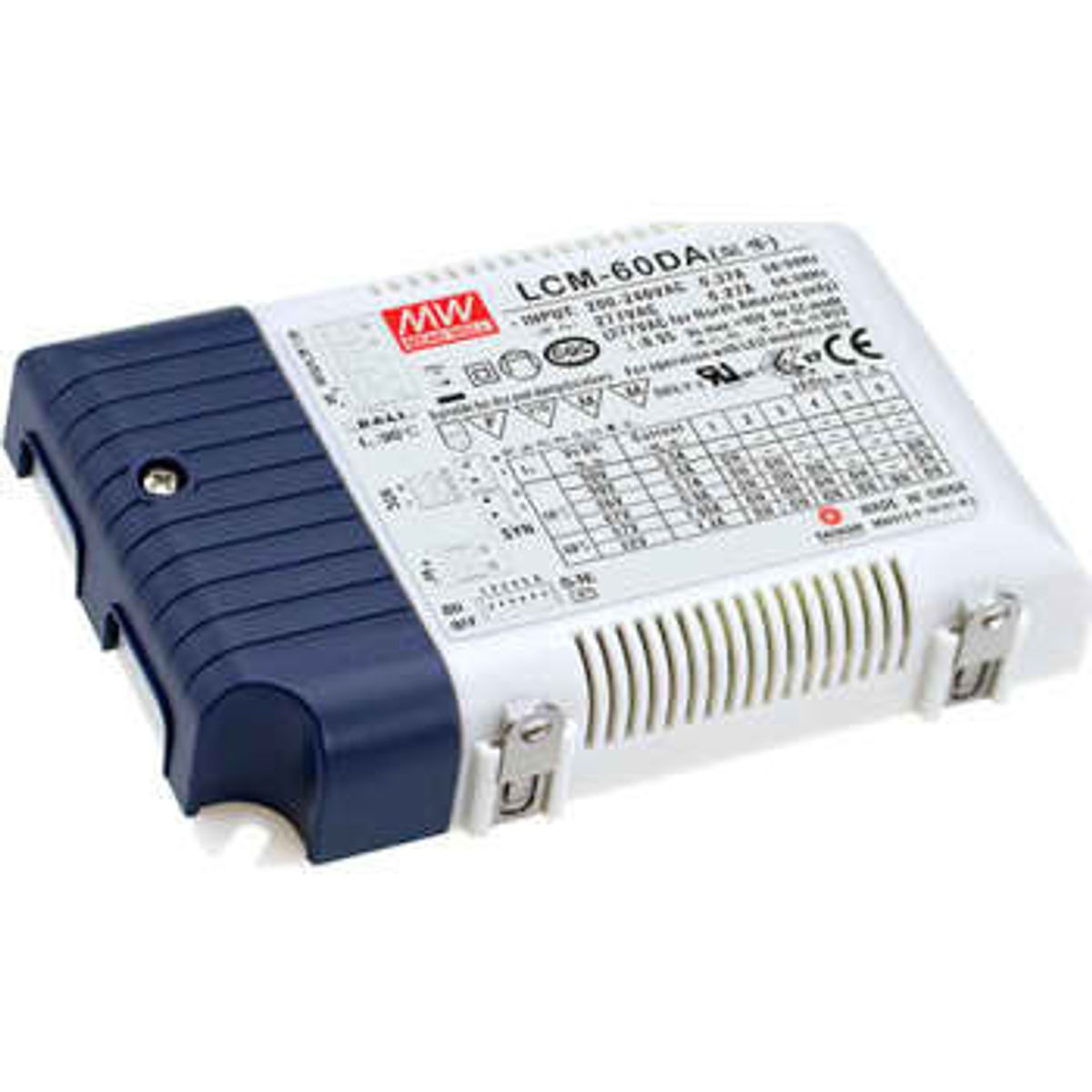 Mean Well LED Driver LCM-60DA, 2-90V 60W, 500-1400 mA, dali og push