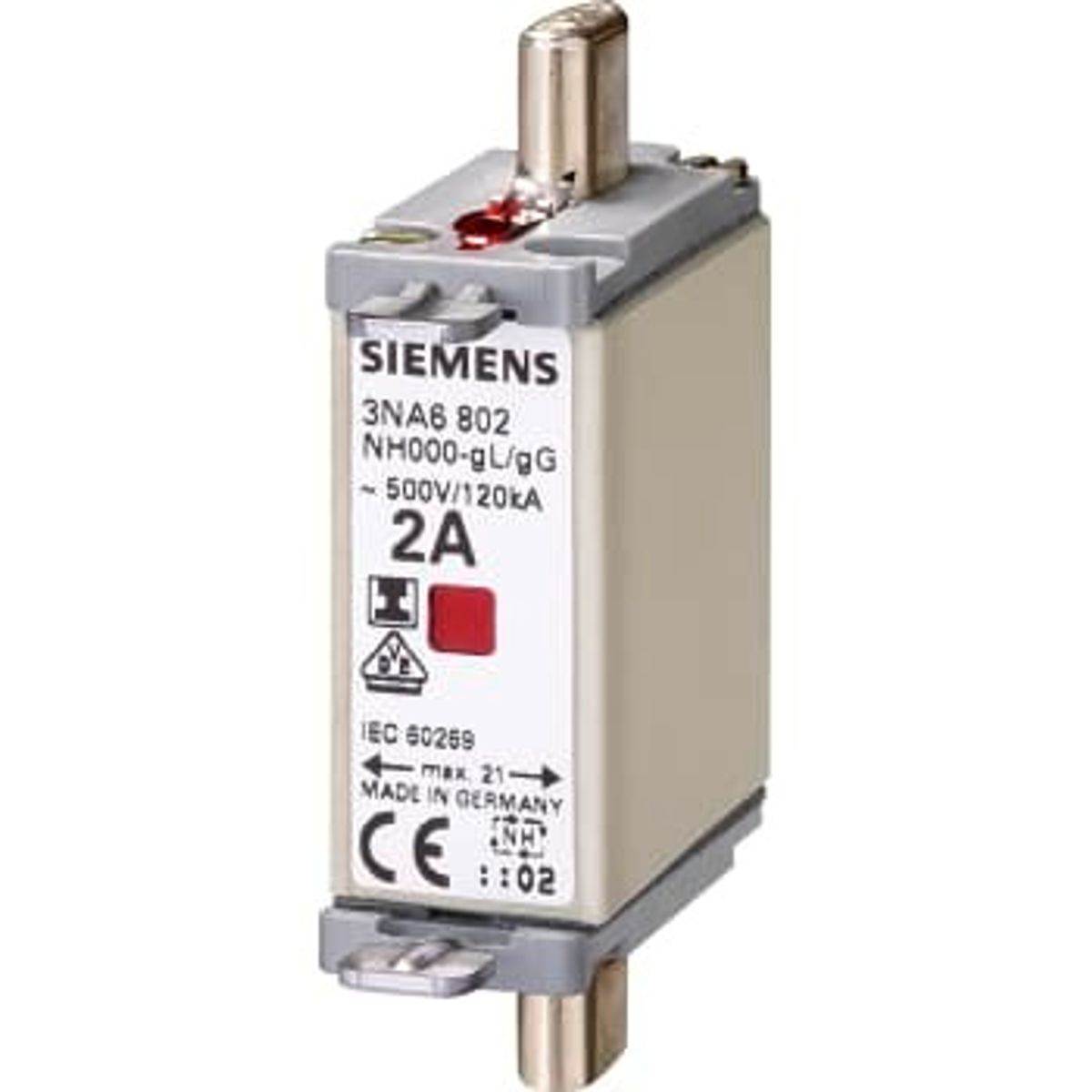 Siemens Sikring NH 000 50A GG 500V Isoleret Gribeflade 3NA6820 (3 stk)