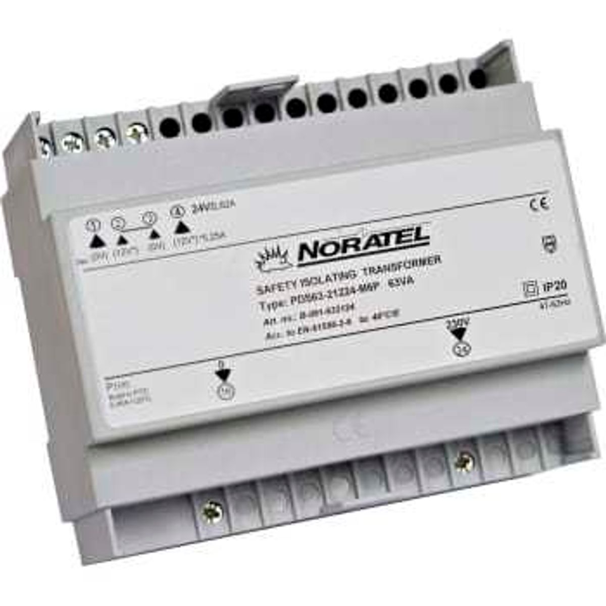 Noratel Trafo 230V/12-24V 10VA for din-skinne PDS10-21224-M2P