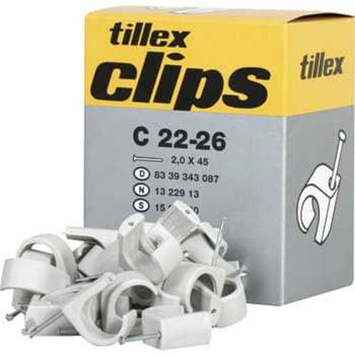 Tillex Clips 22-26/55mm-50 hvid (500 stk)