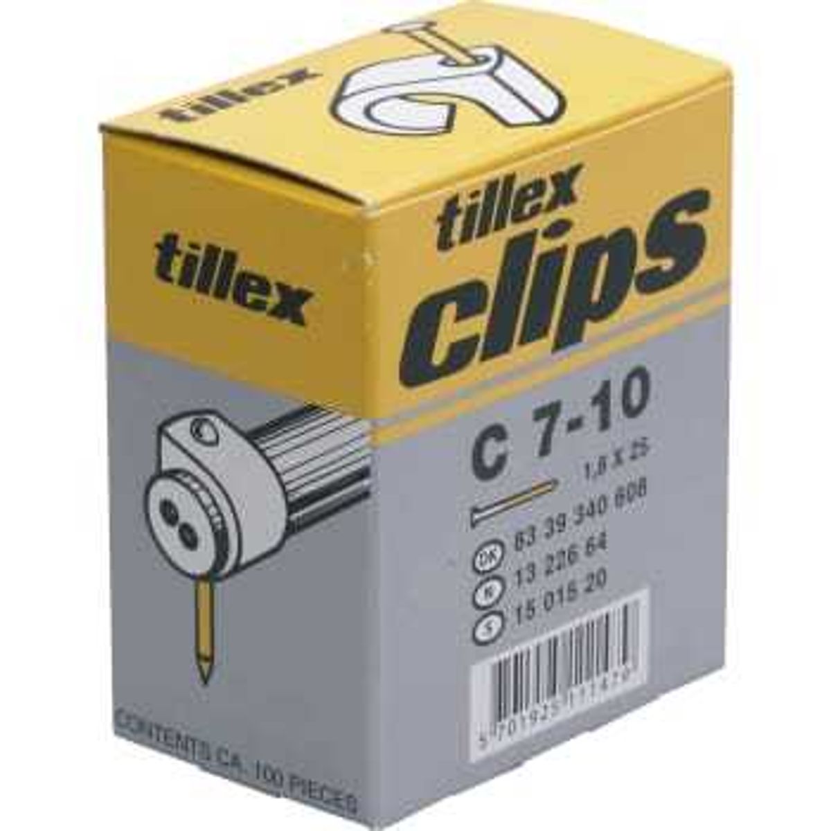 Tillex Clips 7-10/30mm-100 hvid (100 stk)