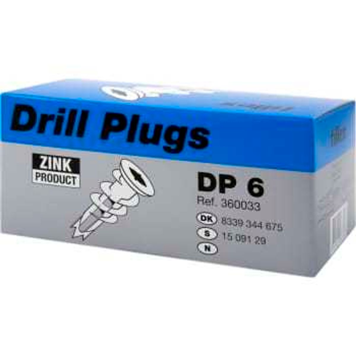 Tillex Plugs drill dp-6 37mm-50 zink (50 stk)