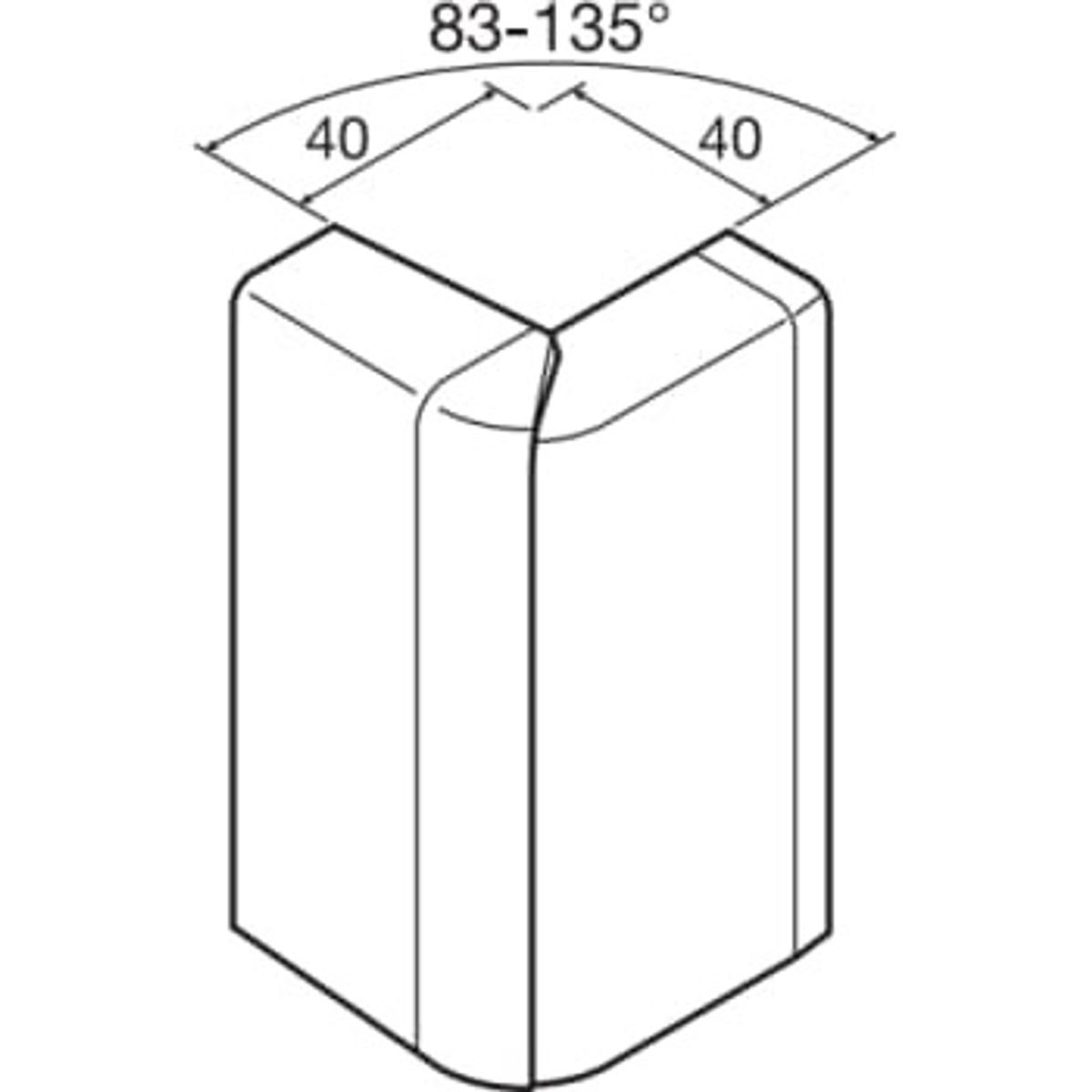 Tehalit Udvendigt Hjørne SL 115 mm Høj SL 201153 Sort Ral9011