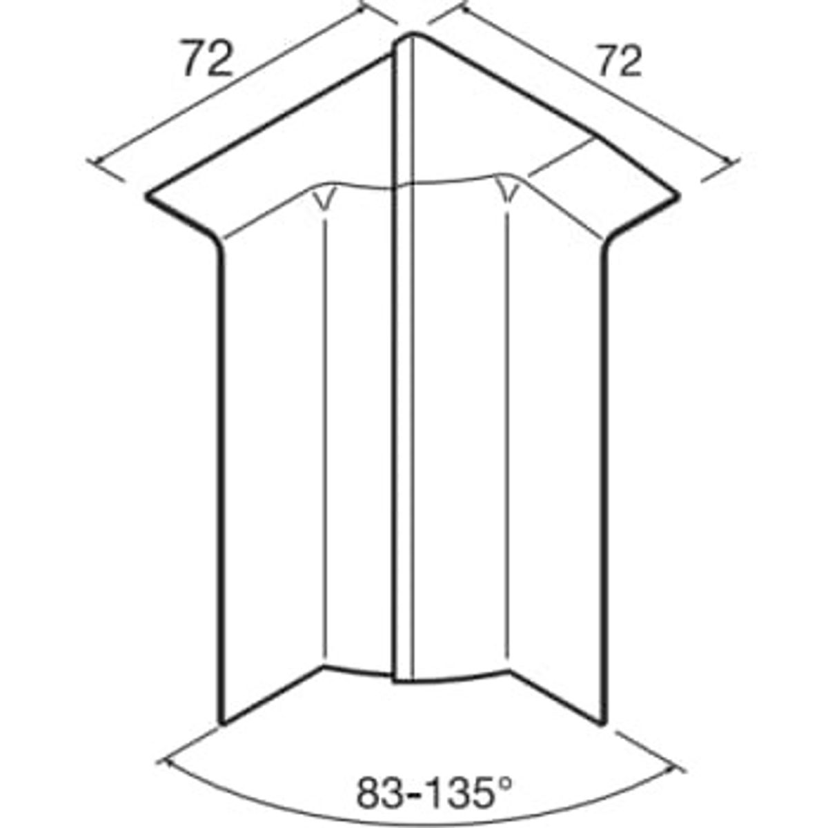 Tehalit Indvendigt Hjørne SL 115 mm Høj SL 201154 Sort Ral9011